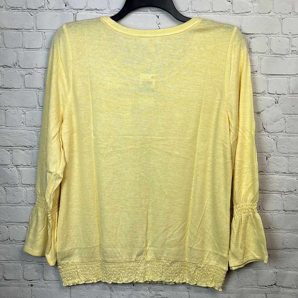 Style & Co Yellow Smocked Hem Lightweight Sweater Size Large - Picture 5 of 5